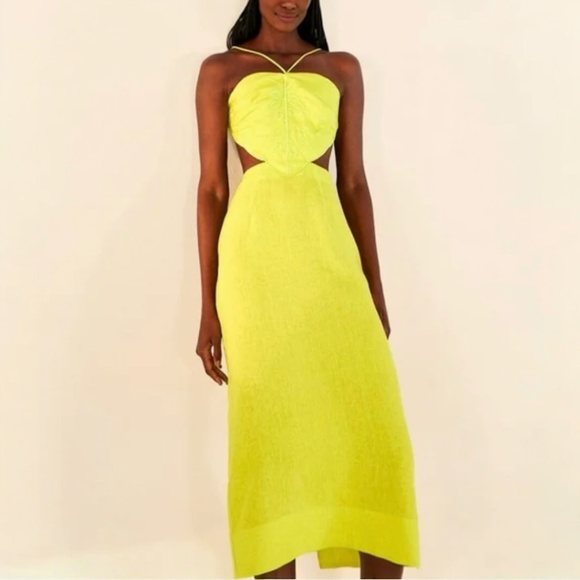 Farm Rio Monstera Midi Linen Dress S - Picture 1 of 8